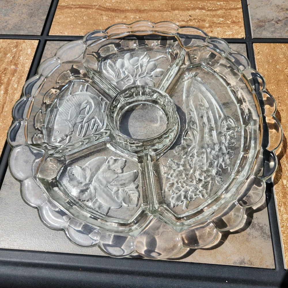 Vintage Benedict Proctor Mfg Co Five Part Divided Frosted Serving Platter 12